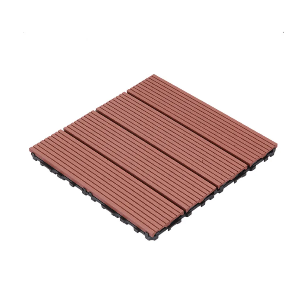 Outdoor PE Decking Board Durable Waterproof Exterior Terrace Interlock DIY Wpc Deck Tiles Flooring