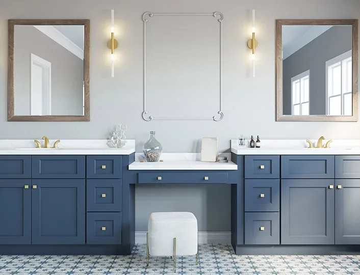 HZ RTA blue shaker style solid wood modern kitchen cabinet design