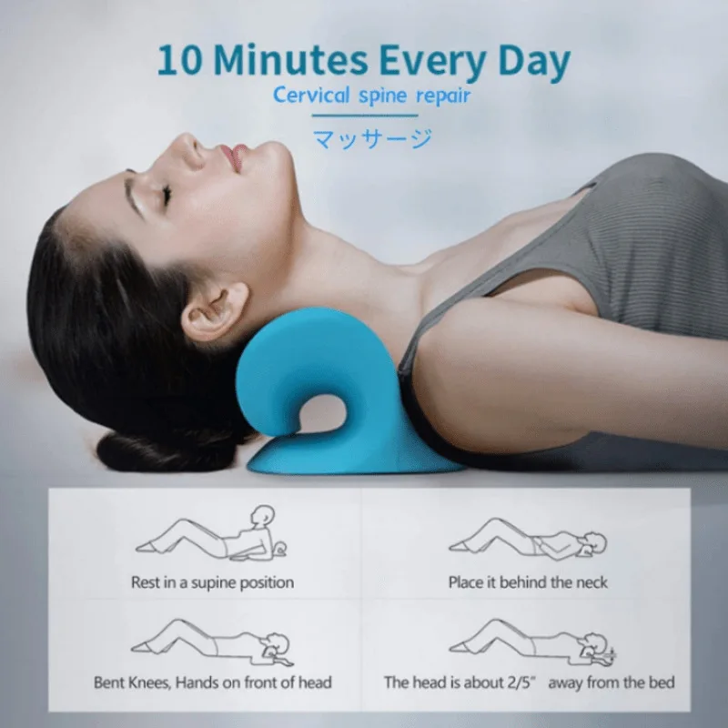Amazon Top Selling High Quality C Shape Traction Cervical Sleep Aid Neck Rest Massage Pillow Neck Acupressure Massager