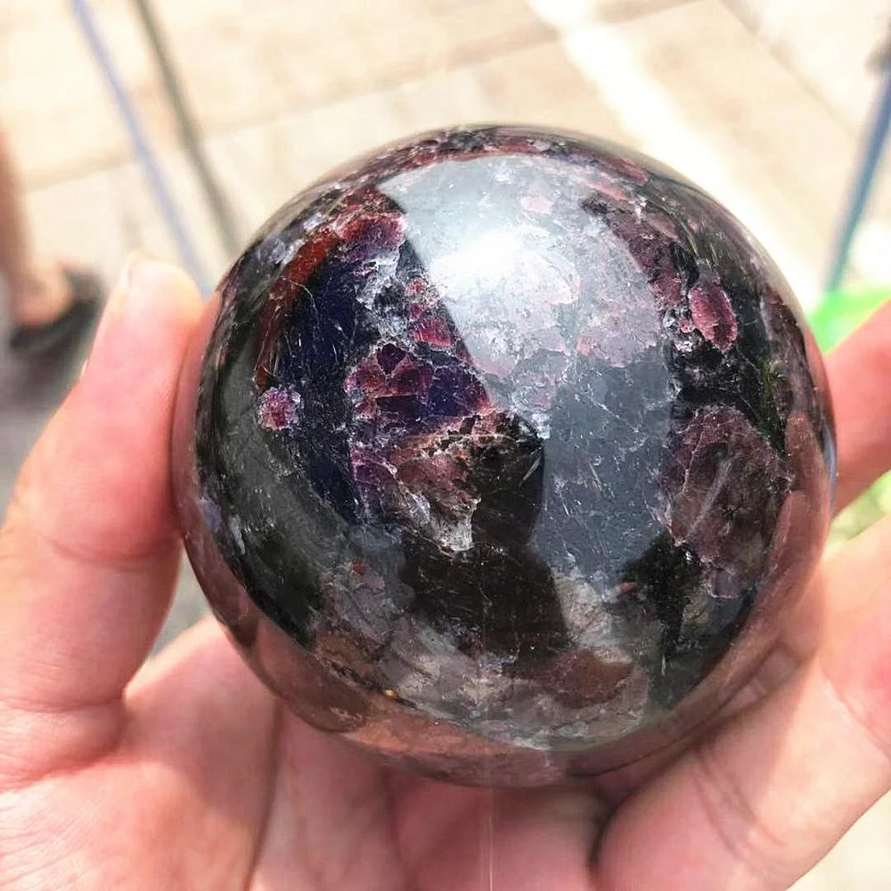 Natural Crystal Astrophylite Red Garnet Flash Sphere