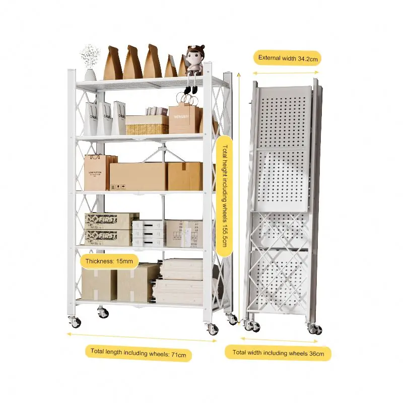 Multi-Functional Household Organizer Rack Standing Movable Kitchen Bedroom Living Storage Basket Shelf