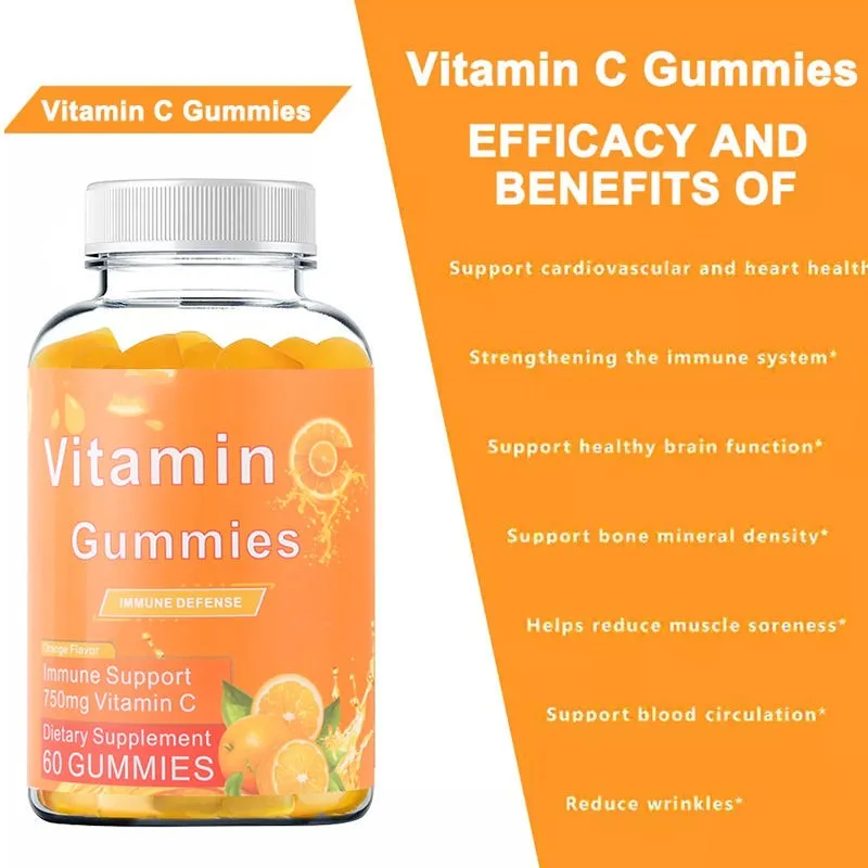 Hot Sale OEM  Beauty Brightening Lightening Skin Care Whiten Collagen  Acid Vitamin C Supplement Gummies Product