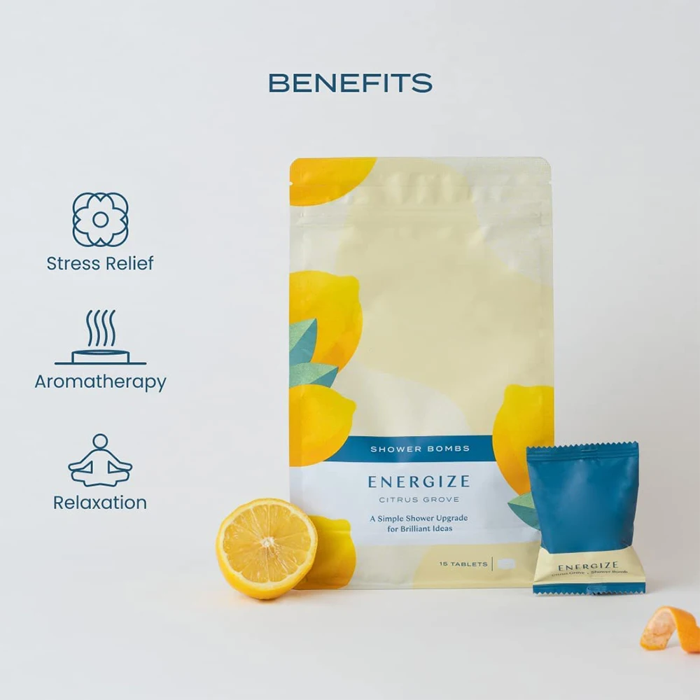 15 Tablets Individual Package Relaxation Relieve Stress Lemon Essential Oil Aromatherapy Tablet Shower Steamers