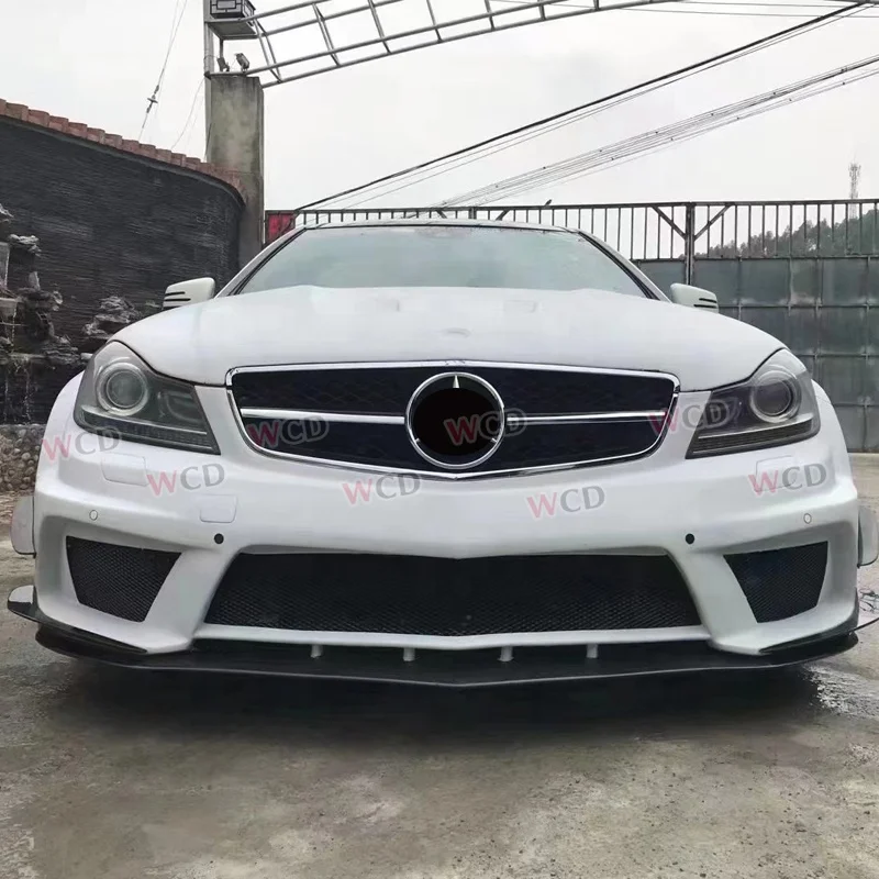 FRP Wide Body Kit for Mercedes Benz C-Class W204 C63 C200 C300 Black Series Style Front Bumper Side Skirts Fender Hood Rear bar