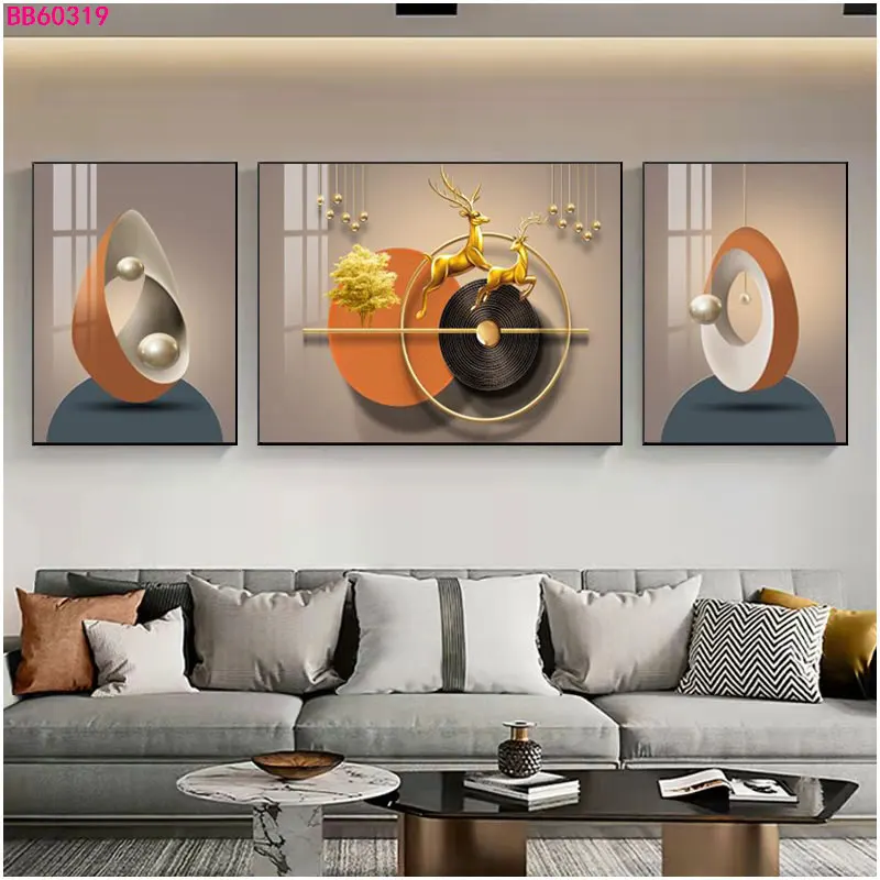 Wholesale Modern Home Decor Crystal Porcelain 3D Effect Abstract wall art with metal frame