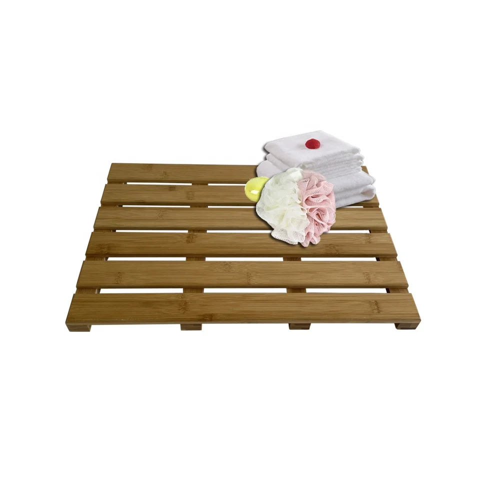 Eco-friendly custom hotel floor luxury bathroom mat bamboo non slip bath mats