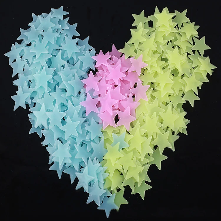 PVC glow effect in the dark stars 3d wall stickers for home decoration and baby room 3cm