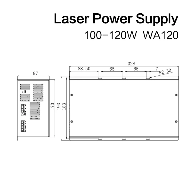 LASERPWR High Quality HY-WA120 CO2 Laser Power Supply Laser Tube with LCD Display Current Meter Common Use Most Brand 100W 120W
