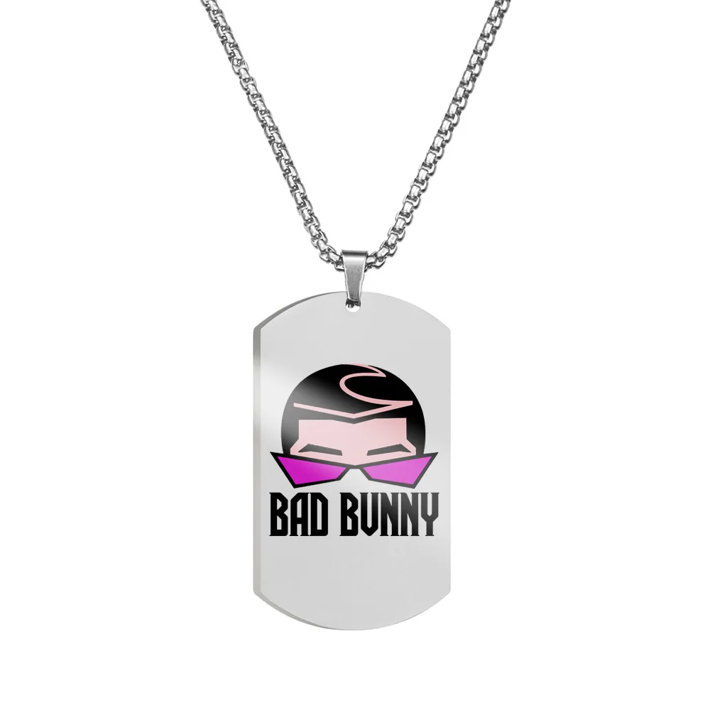 HUAMJ New Arrival Custom Girls Boy Cool Hip Hop Stainless Steel Bad Bunny Necklace
