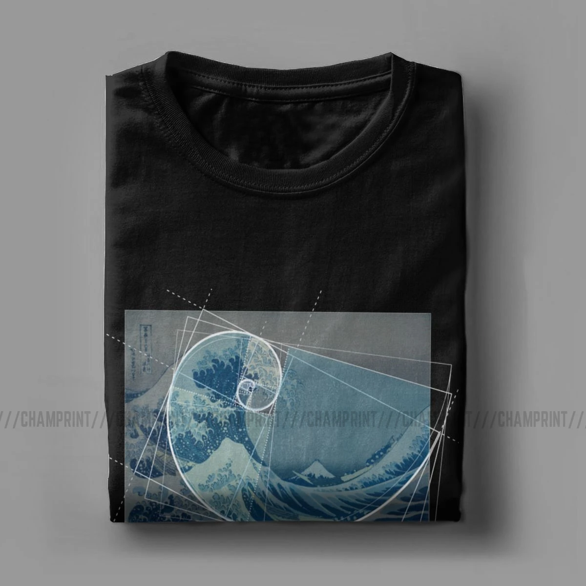 
Hokusai Meets Fibonacci Sequence Golden Ratio T-Shirt Men Math Technical Geek Fun Tee Shirt Crew Neck T Shirts Gift Idea Clothes 