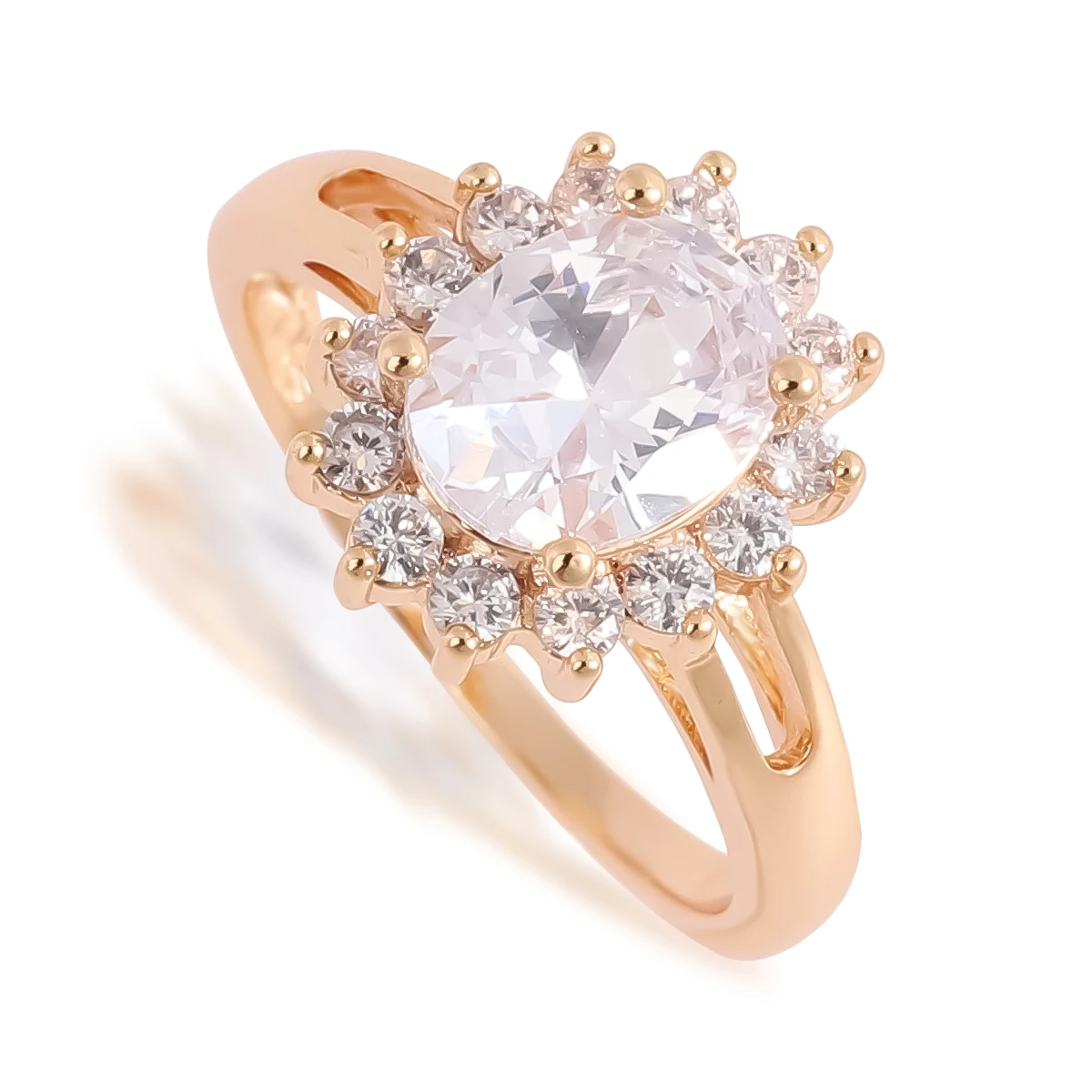 High Quality Egg Shape Trendy Classic Style 18k Gold Zircon Diamond Wedding Band Ring For Women