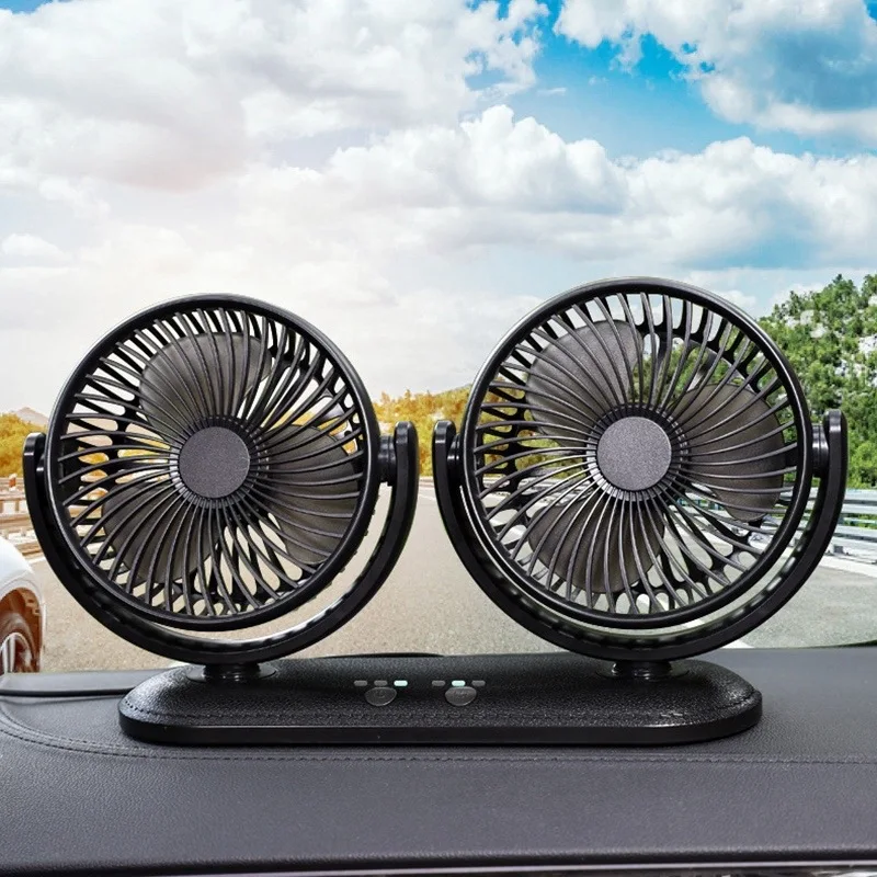
DC12V/24V Car Fan 3 Speed Dual Head Auto Fan Low Noise Portable Car Cooling Fan 