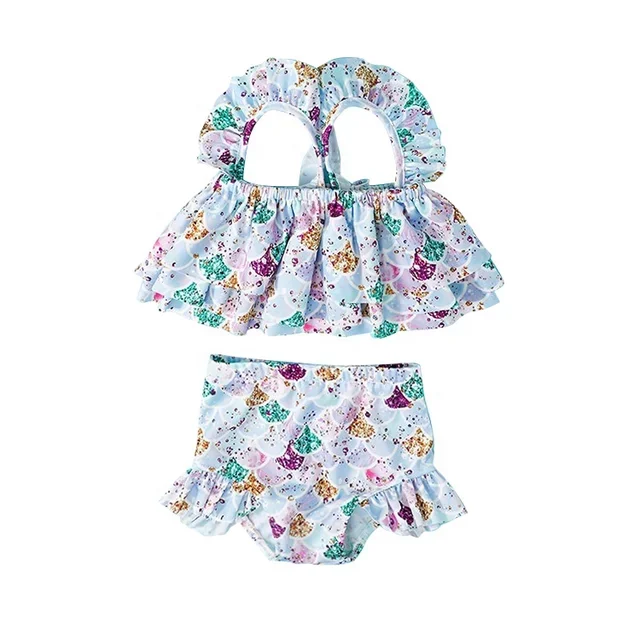 Cute girls swimwear for little children fashion kids sling girls swimwear set