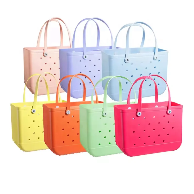 Fashion Waterproof Woman Large Shopping Basket Bags Beach Silicone Bogg Eva Tote Bag Purse Eco Jelly Candy Lady Handbags