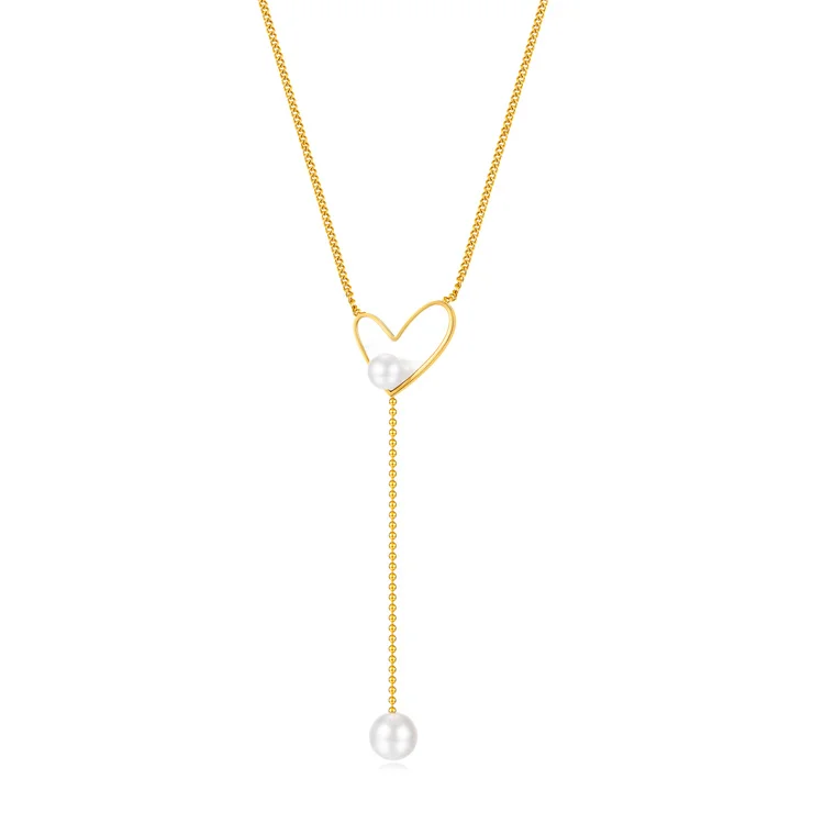 2024 Fashion New Wholesale Pearl and Heart Necklace Customized Collar Fashion Jewelry Stainless Steel Necklace