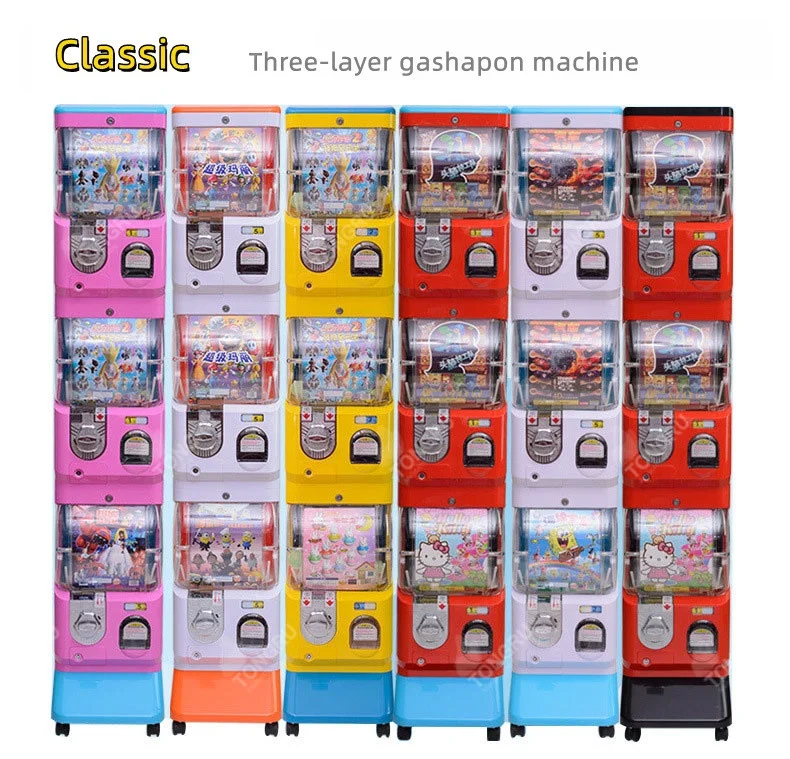 Three Layers Gashapon Machine Kid Japanese Gacha Store Whole Shop Design Pink Gachapon Game Toy Capsule Vending Machine
