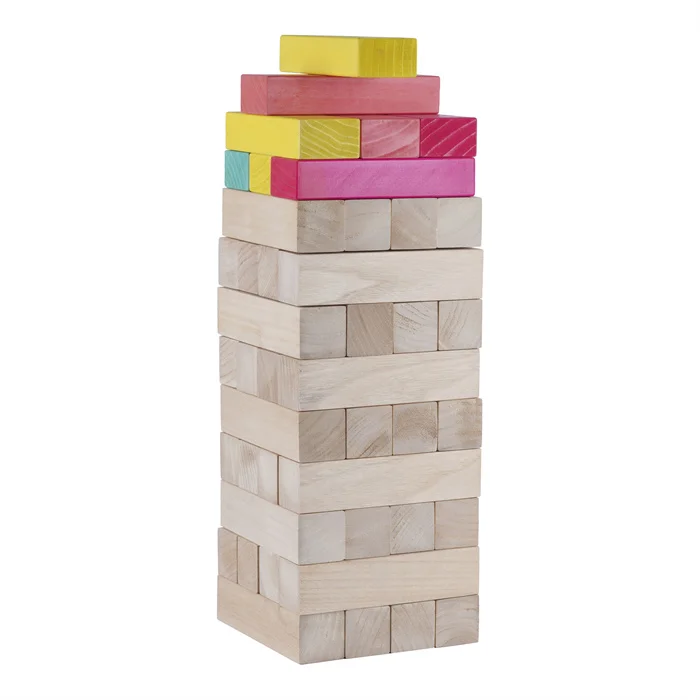 Colorful wooden tumbling tower blocks family game giant tumbling tower timber toy wooden building block toy