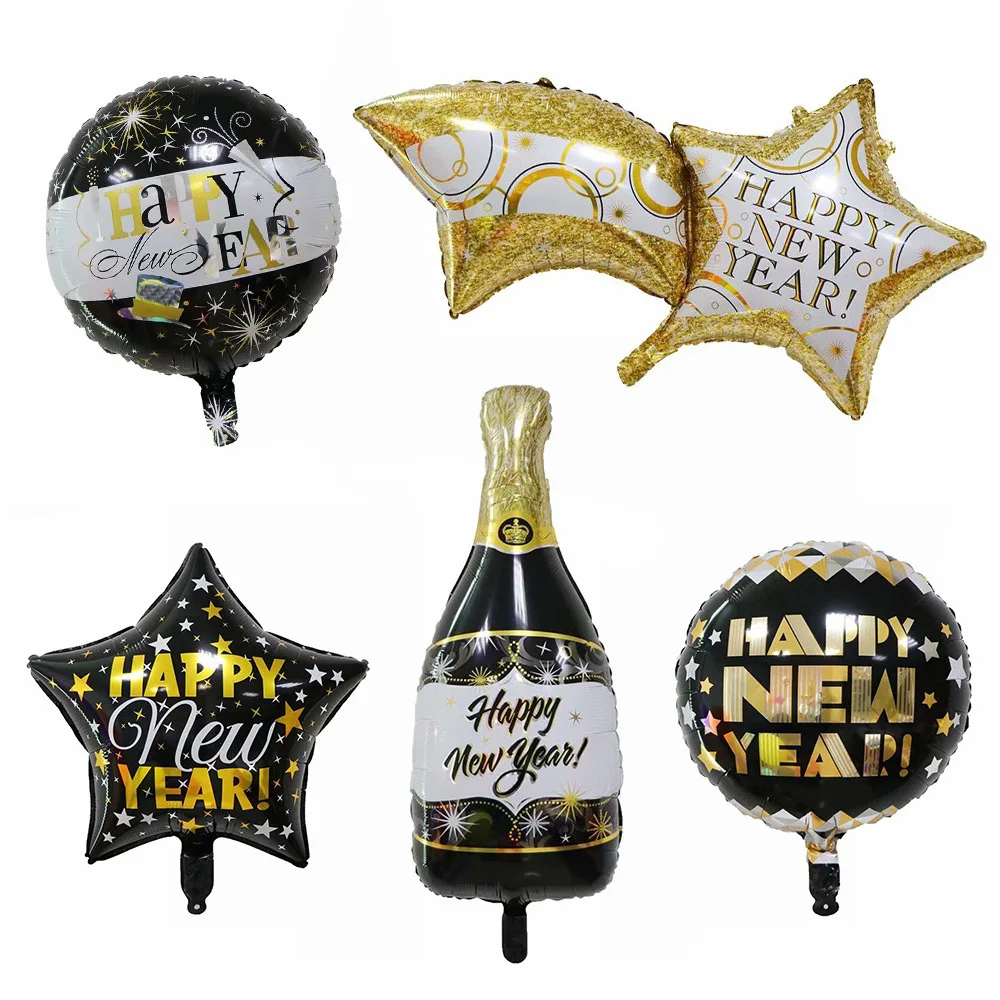 18inch happy new year foil balloon round happy new year cartoon foil balloons party decoration helium balloon wholesale