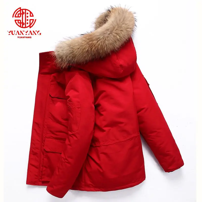 Warm Plus Velvet Thicken Windbreaker Parka Coats For Mens Custom Winter Windproof Fur Adults Men Thermal Soft Parka Jacket