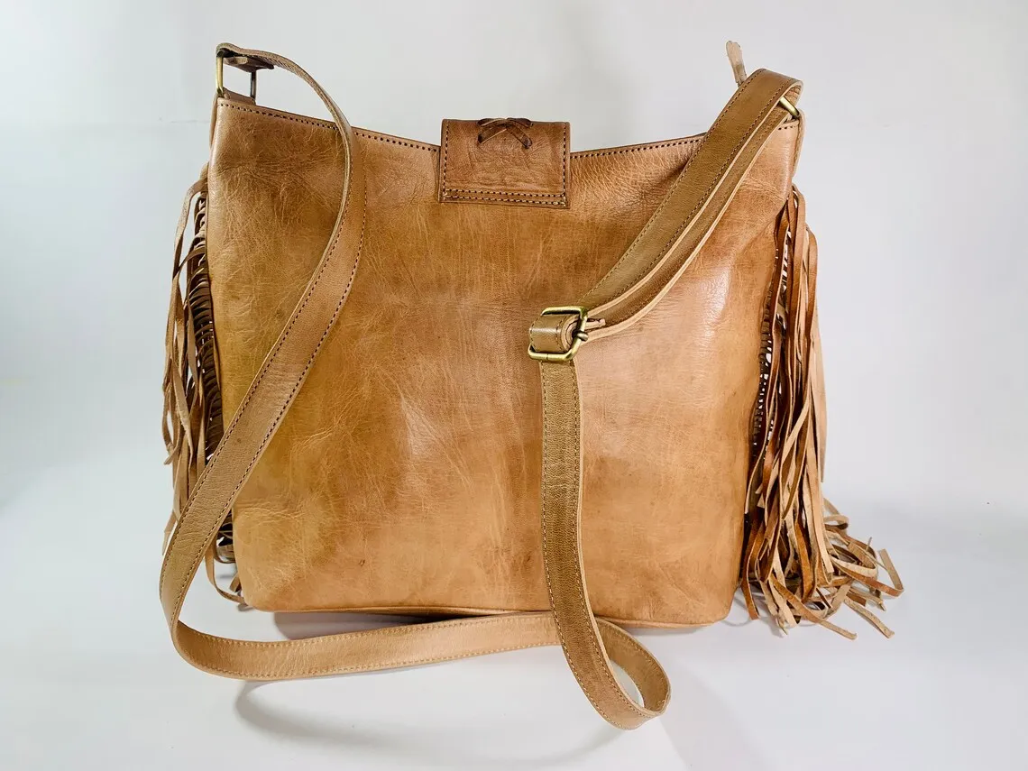High Quality Boho Fringed Leather Shoulder Bag Crossbody Hippie Bag for Women Wholesale Manufacturer