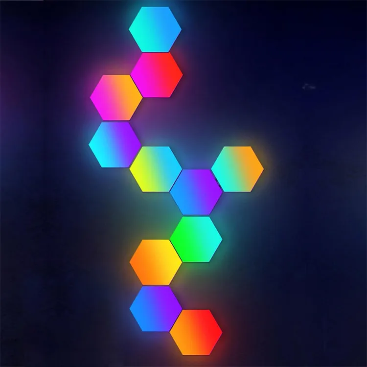 Умное Управление приложениями Rgb цвета шестиугольные настенные панели модульные 10 упаковок игровые шестигранные светодиодные фонари для игровой установки гостиной