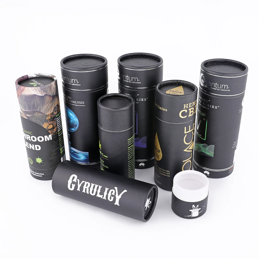 
Art window shaped tall presentation biodegradable custom printed gift paperboard cardboard kraft paper cylinder box 