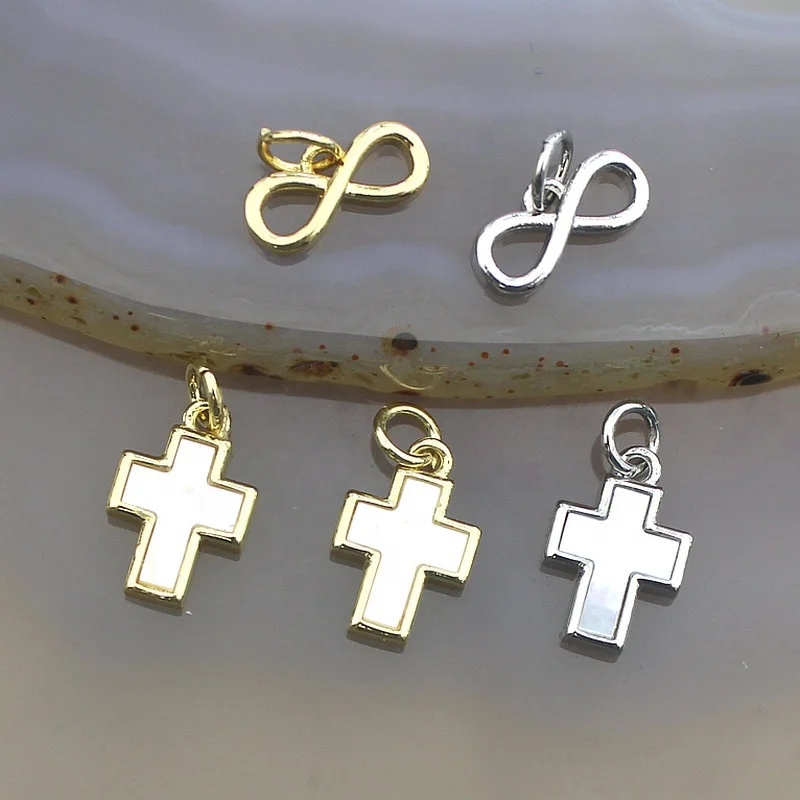 CH-LHP1550 Natural Shell Cross Pendant Natural Stone Shell Cross Charms Gold Cross Pendants For Necklace Bracelet Wholesale