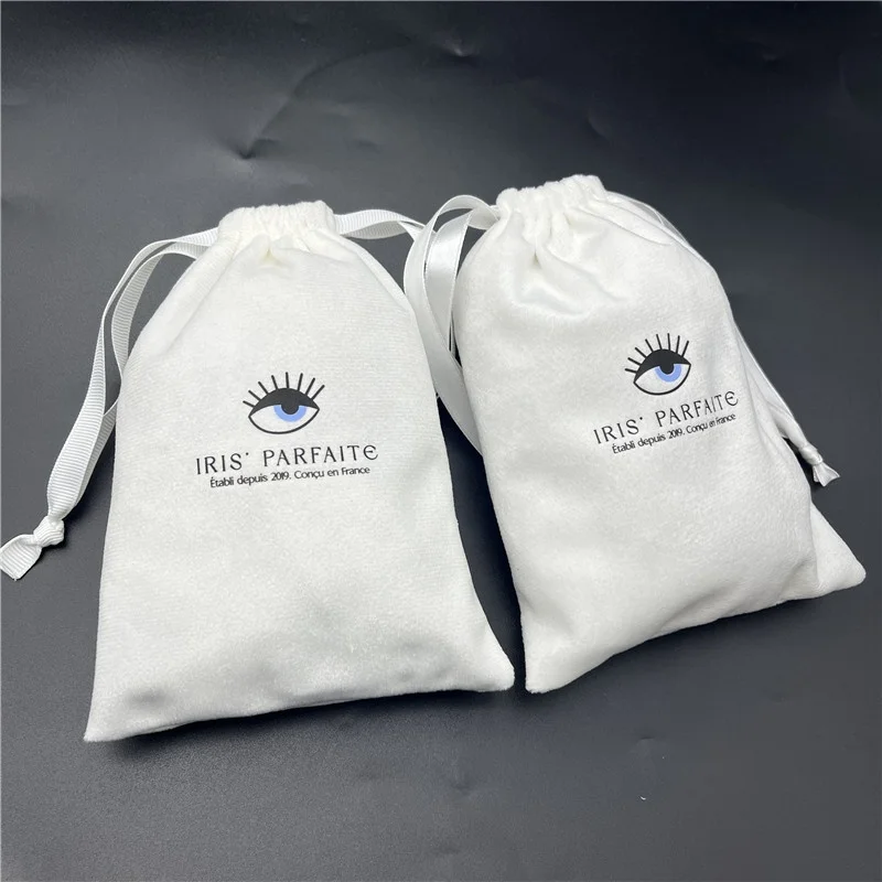 Luxury Jewelry Pouches with Custom Logo Soft Velvet Fabric Small Drawstring Bag Velvet Gift Packaging Bag