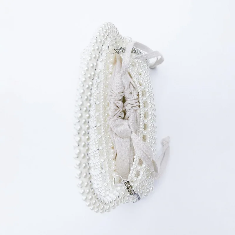 Ladies Pearly Wedding Bridal Party girl Bag Luxury Evening Clutch Beaded Pearl Dinner Bags banquet handmade handbag