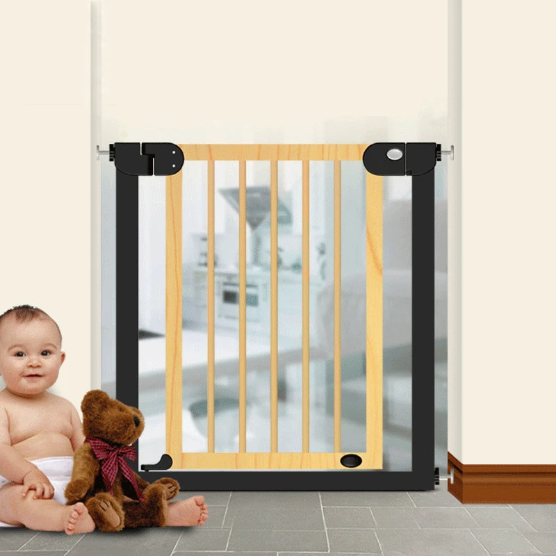 Auto Close Baby Safety Gate For Child Wood And Metal Kids Stair Doorway Safety Door Pet Dog Cat Fence Barrier