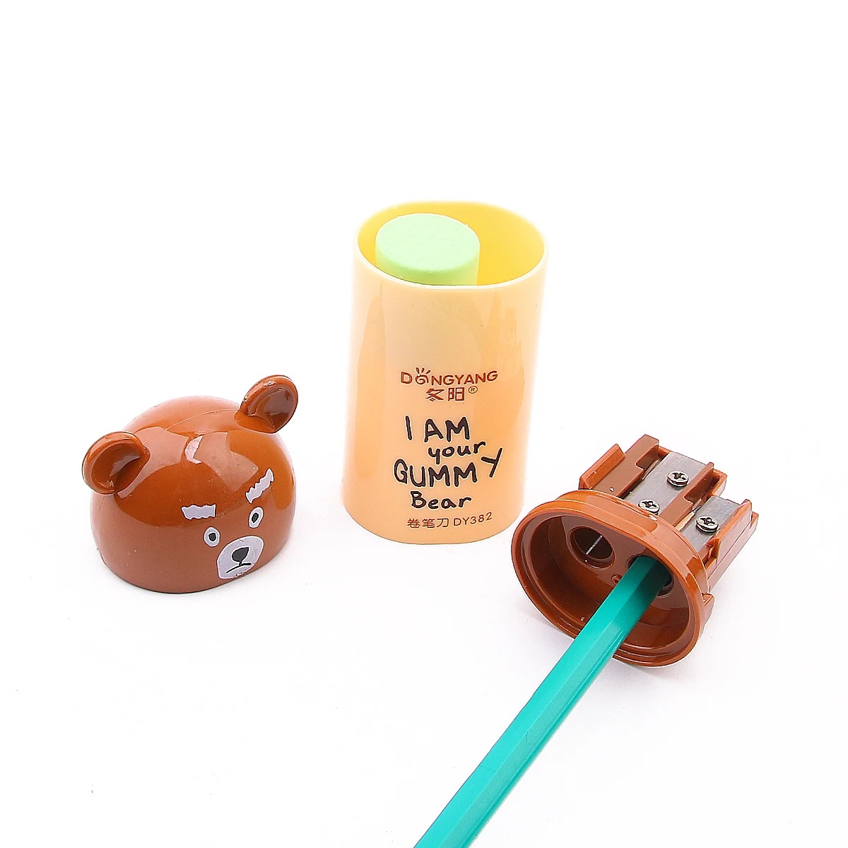 Direct Sale Hot Cheap Good Quality Cool Bear Design Stationery Set Office Gift Pencil Sharpener With An Eraser  For Kids