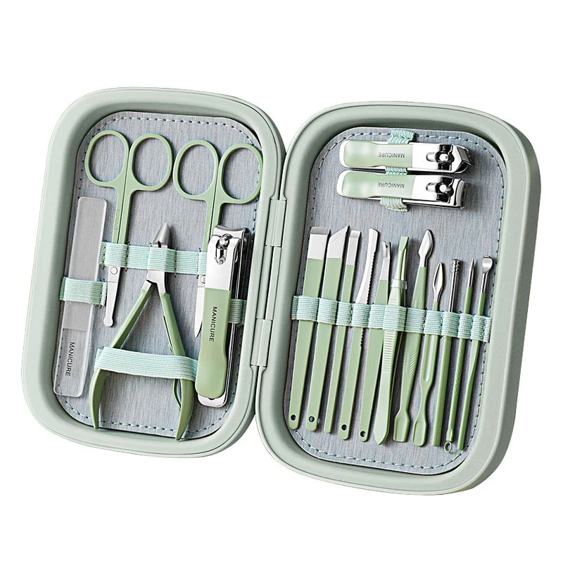 Wholesale High Quality 18 pcs nail clipper sets professional stainless steel manicure kits manicure pedicure set with box