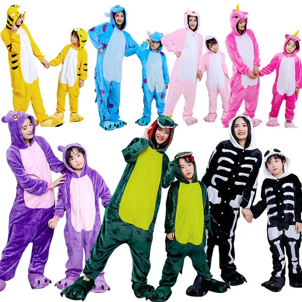 Girls Clothing Amoy cartoon one-piece pajamas couple chinchilla flannel casual home clothesGirls sleepwears