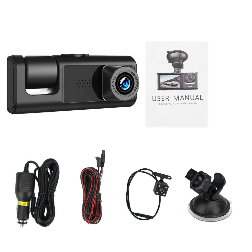2-inch screen driving recorder 3-channel HD 1080P dashboard camera car dash cam camera for car