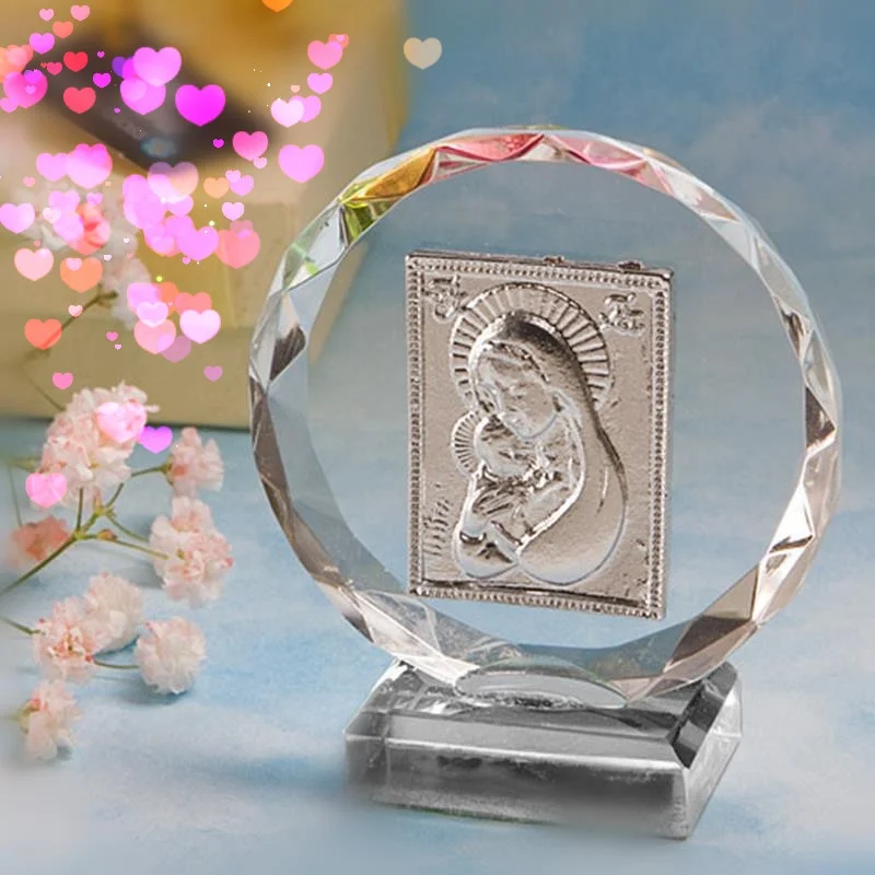 Baby Baptism Souvenirs return gift Crystal Madonna and Child standing Baby Christening Gifts crystal baby born souvenir