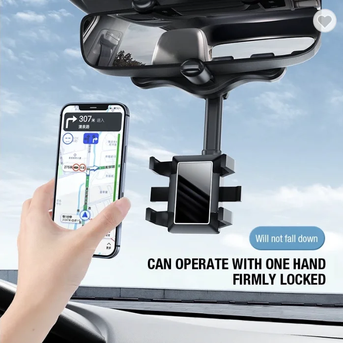 Multifunctional Rearview Mirror Phone Holder for Car Adjustable Rotatable And Retractable Rear View Mirror Car Phone Holder