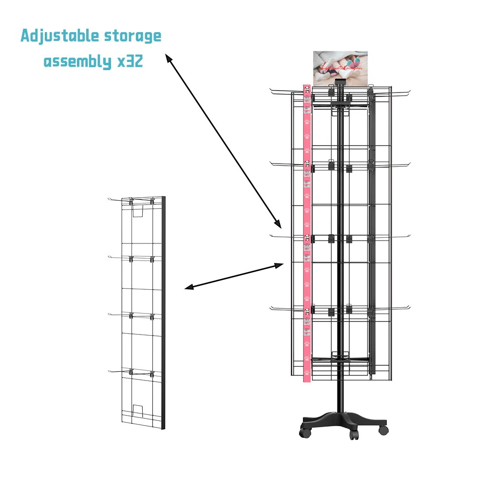 Floorstanding Rotating 4 Sided Sock Display Rack Happy Sock Display Rack Store Display Stand for Socks