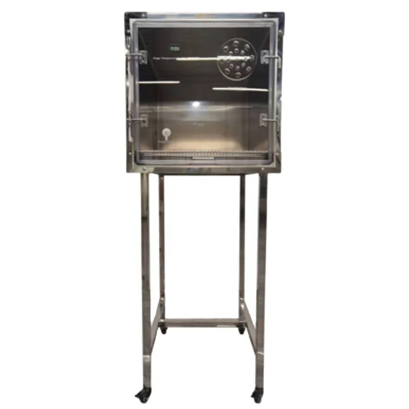 YISHANGHE Veterinary Basic Simple Dog Cat Animal Brake wheels Pet vet hospital clinic 1 Door Stainless steel Oxygen Chamber Cage