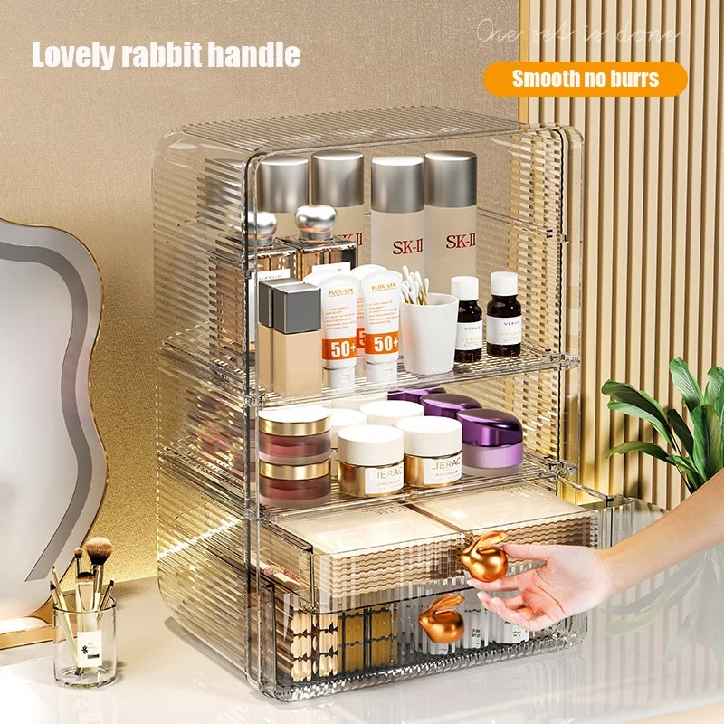 High Quality Luxury Transparent Visible Makeup Organization Plastic PET Drawer Cosmetic Jewelry Storage Box