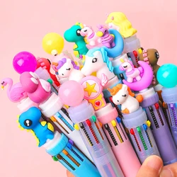 School supplies stationery kids 10 colors plastic multicolor ballpoint unicorn pen