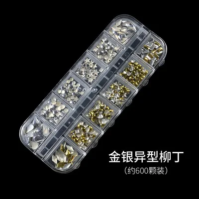 12 Boxes Nail Sequins Glitter Flakes Rhinestones Gems Diamonds Heart Pearl Nail Art 3D Decoration  Crystal Rhinestone