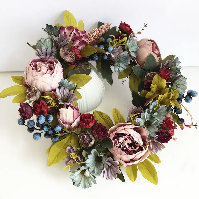 45cm Peony Wreath for Wedding Decorations Silk Flower