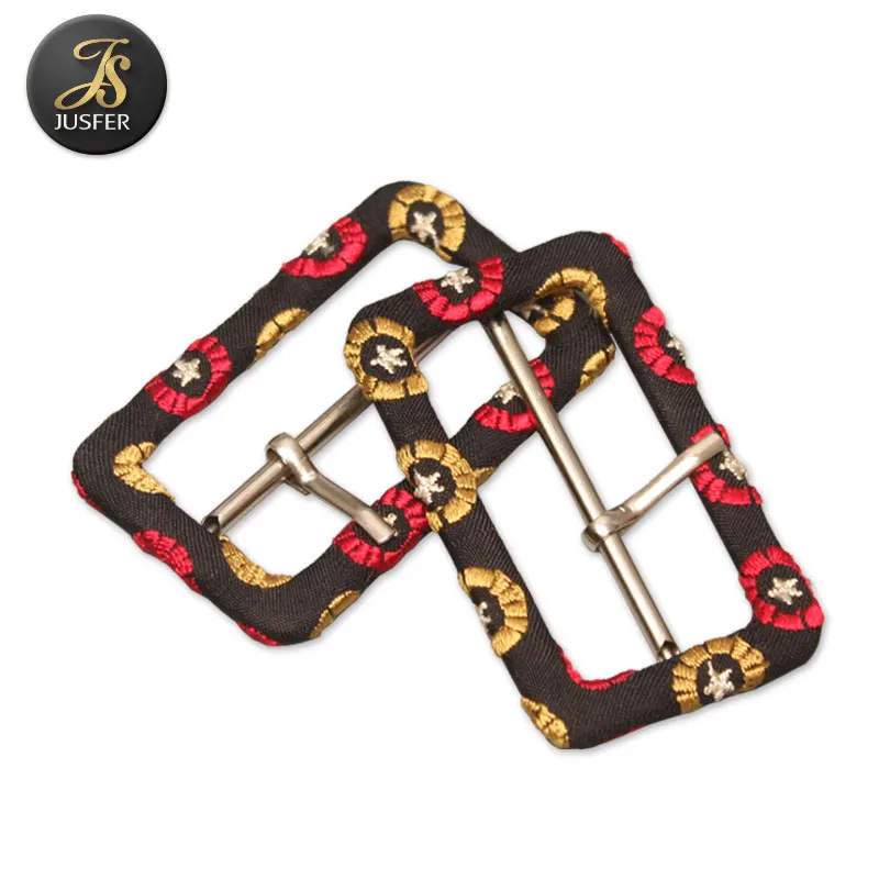 2.5 inch embroidery cloth covered buckle for belt