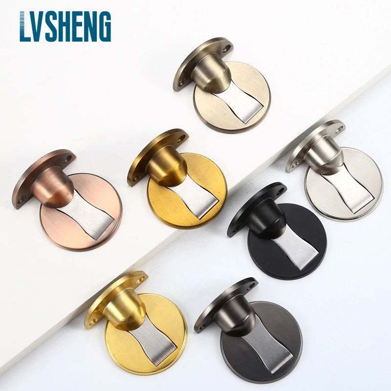 Magnetic Stainless Steel Glass Floor Door Stopper Adjustable Outside Decorative Magnet Door Stop