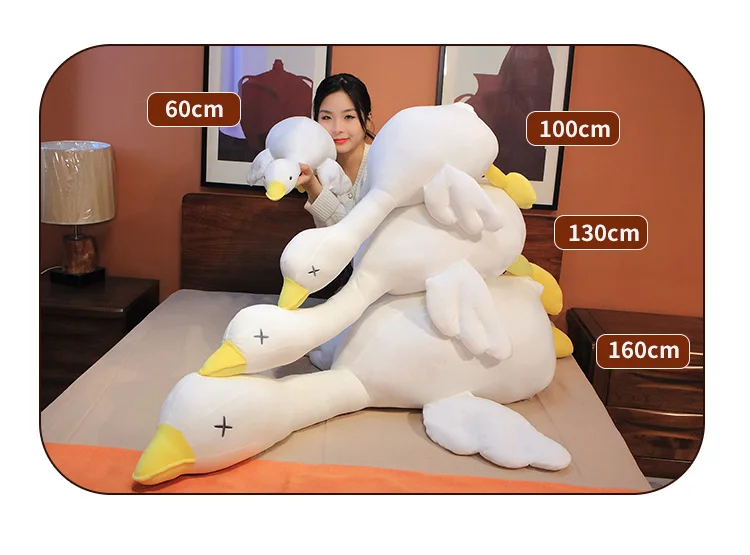 Factory lovely white giant custom logo throw pillow super soft plush goose cushion decorative goose pillow for kids