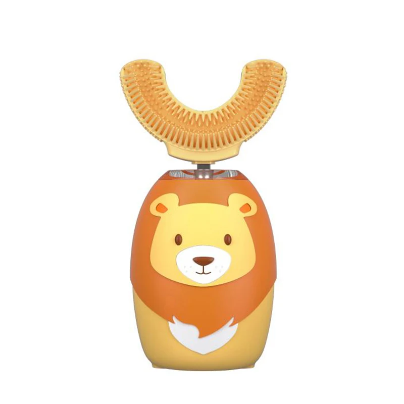 U-образная ультразвуковая детская зубная щетка с мультяшным рисунком, силиконовая щетка, набор электрических зубных щеток