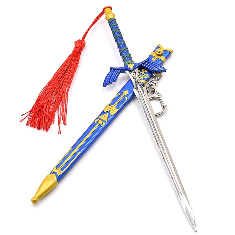 Free Custom Design Auto Eject Katana Sword Keychain 8.5Inchs Samurai Mold Pendant of Hot Game Skyward Swords Mold Toy Keychain