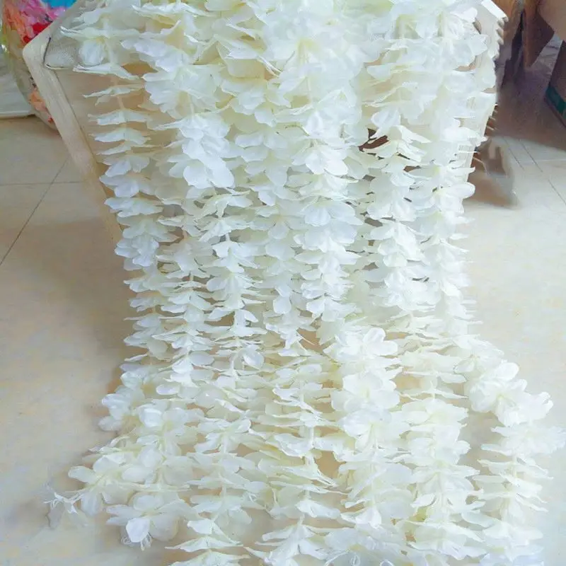 12pcs/lot Wedding Decor Artificial Silk Wisteria Flower Vines hanging Rattan Bride flowers Garland For Home Garden Hotel