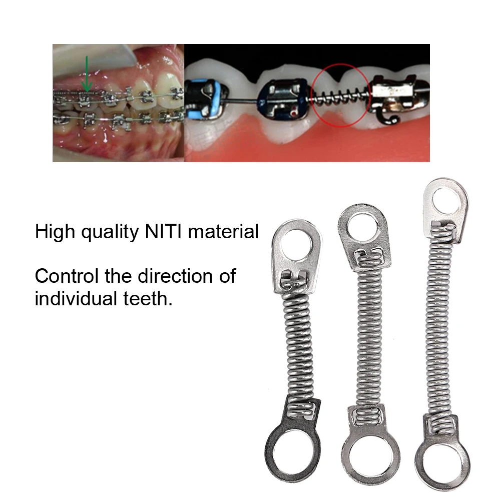 10 Pcs/Bag Dental Orthodontic Closed Coil Spring NITI Alloy Light/Medium Force 6Size Braces For Teeth Brackets Consumables Tooth
