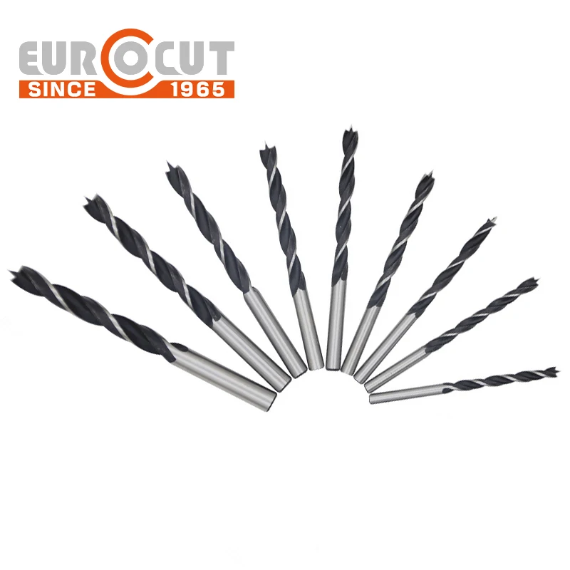 EUROCUT Twist Brad Point Drill Bit Wood Hole Drill Tools Three Sharp Tips Drill Bit For Wood